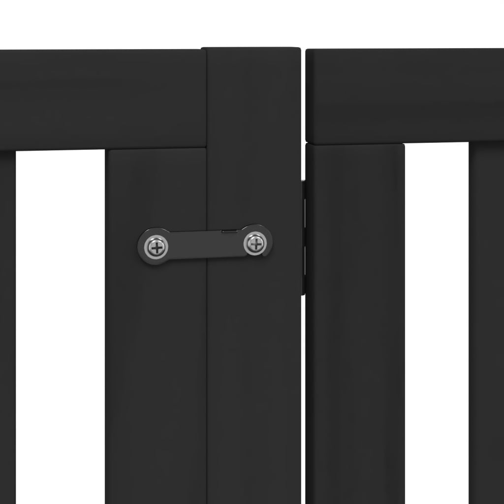 Zábrana pro psy s dvířky skládací 4 panely černá 320 cm topol