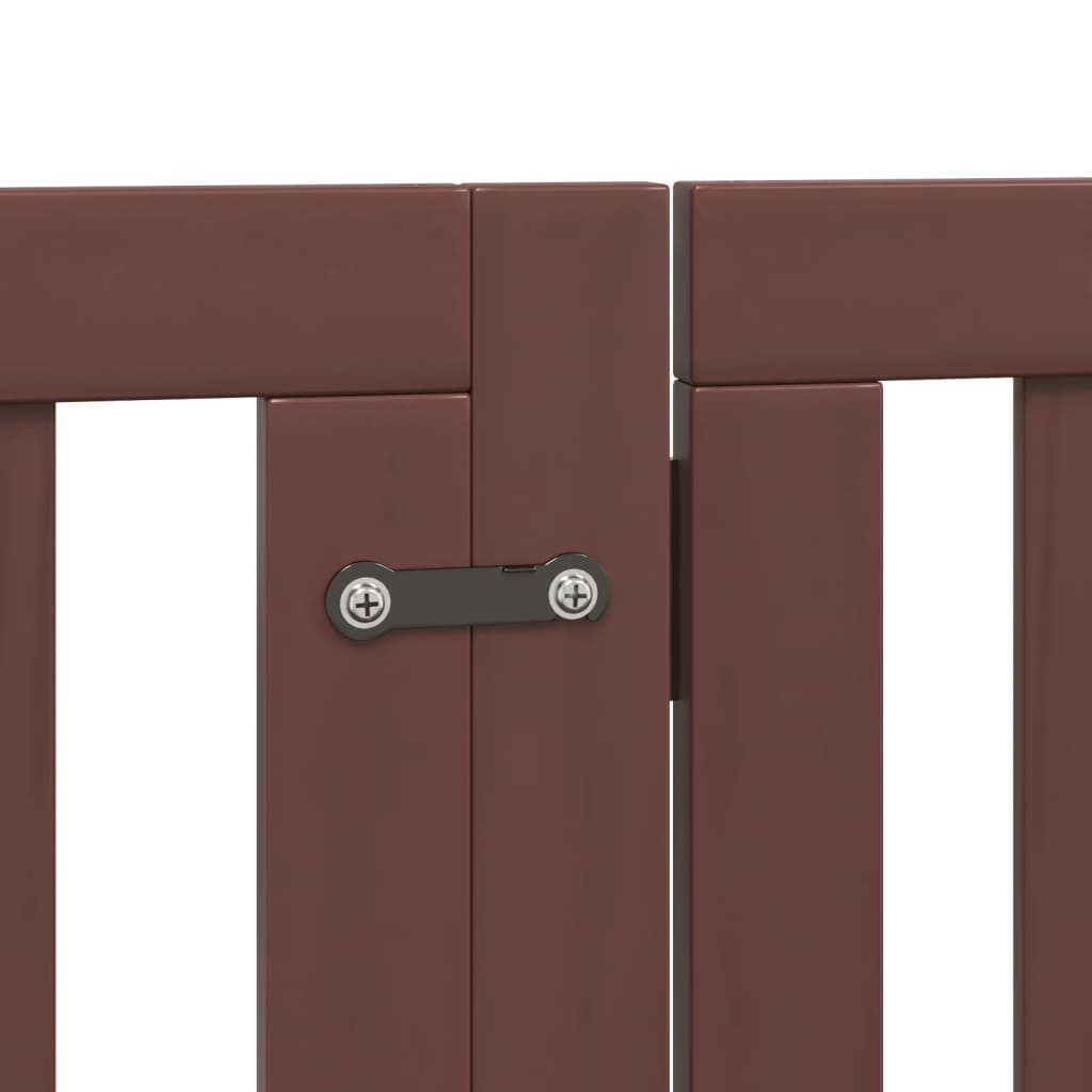 Zábrana pro psy s dvířky skládací 6 panelů hnědá 300 cm topol