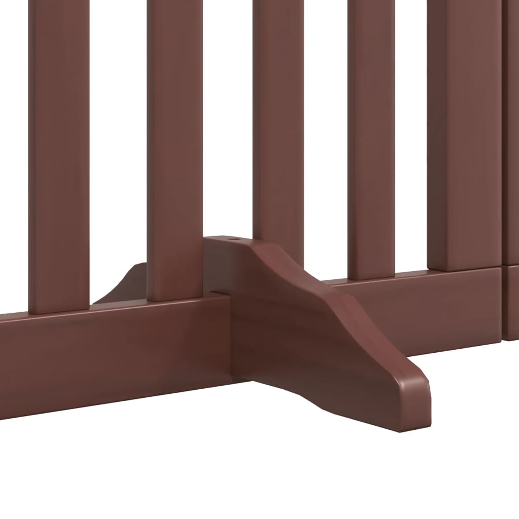 Zábrana pro psy s dvířky skládací 6 panelů hnědá 300 cm topol