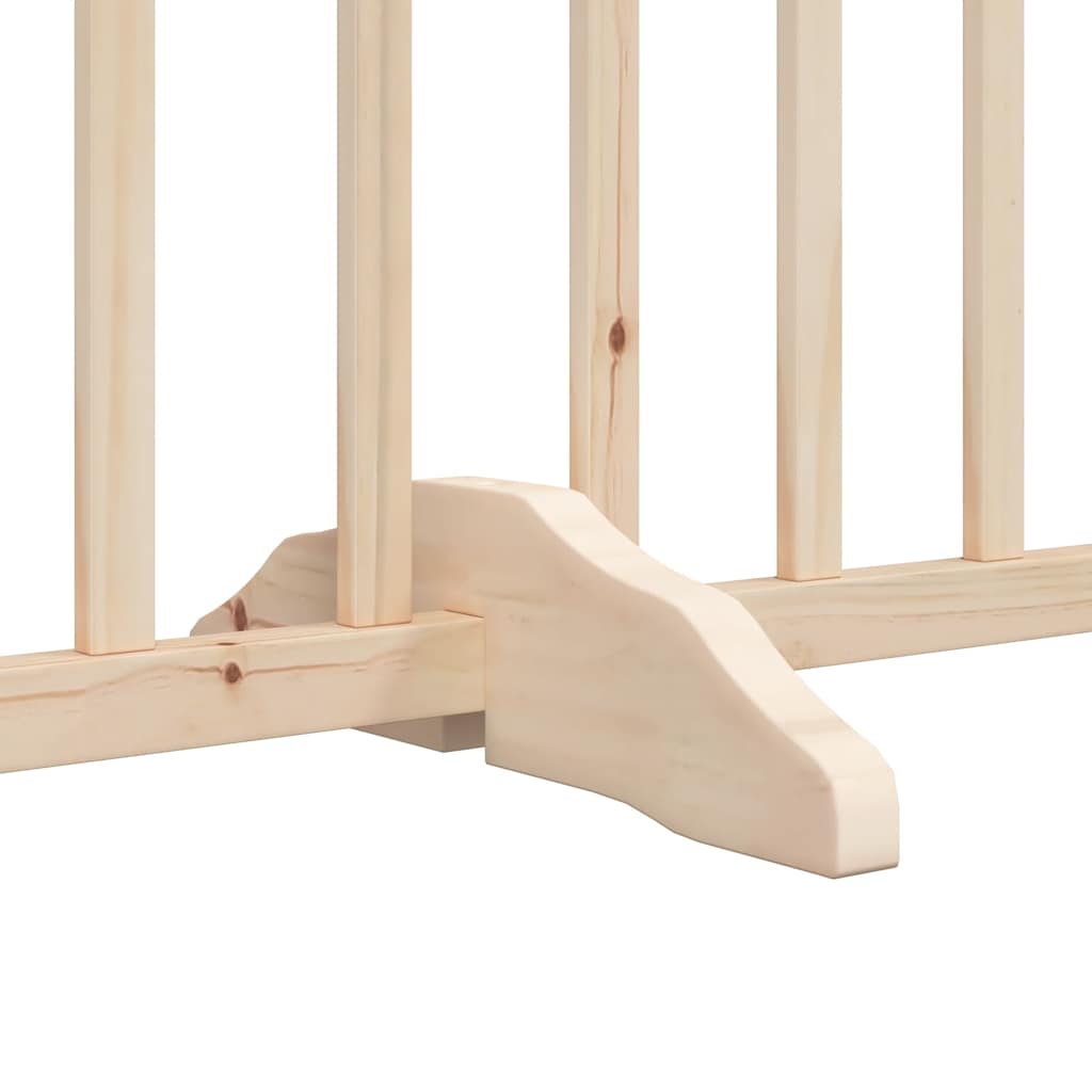 Psí branka s dvířky, skládací, 4 panely, 320 cm, masivní jedlové dřevo