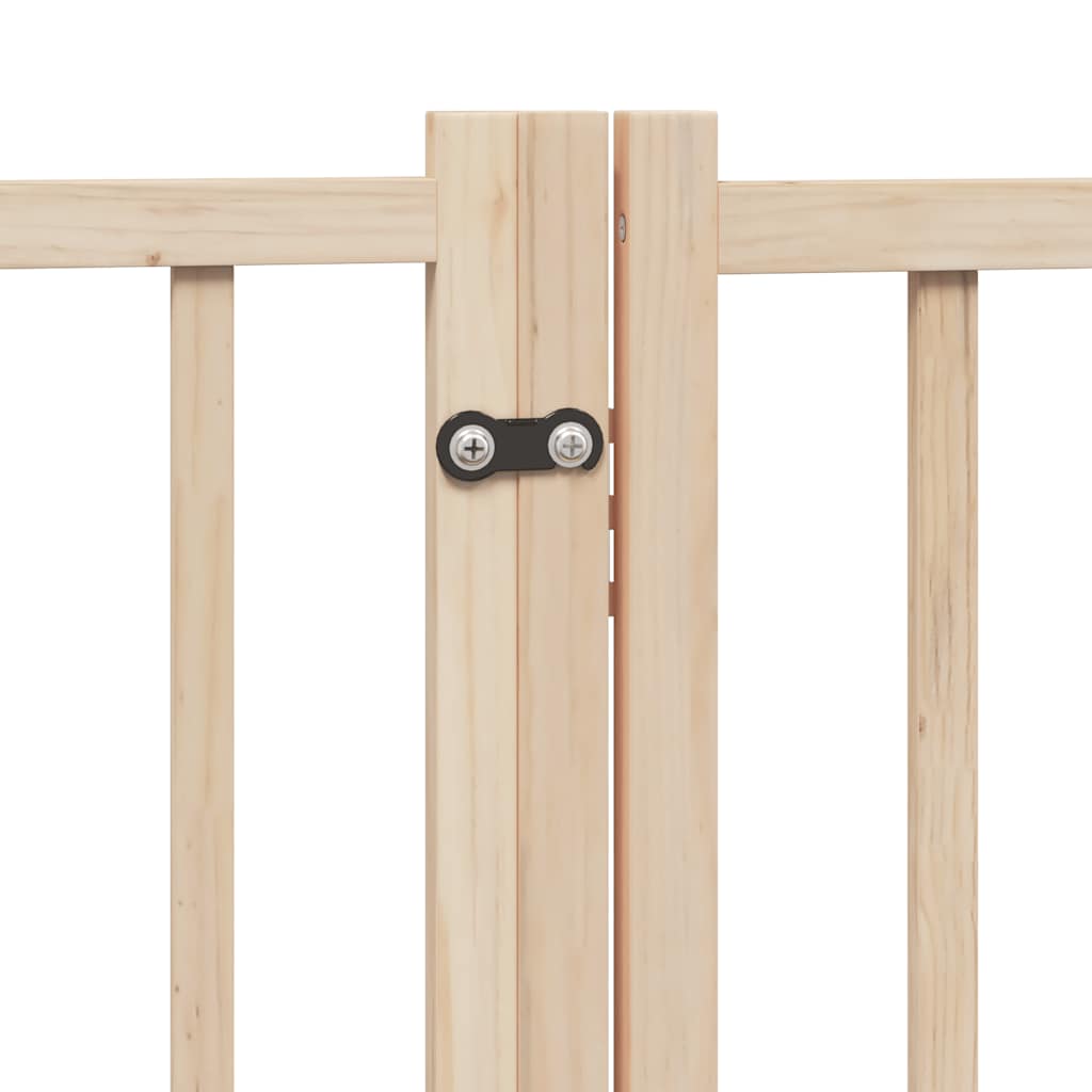 Psí branka s dvířky, skládací, 4 panely, 320 cm, masivní jedlové dřevo