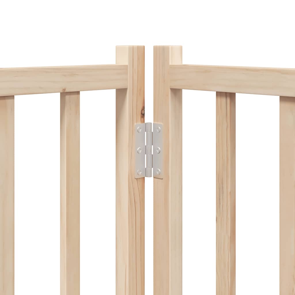 Psí branka s dvířky, skládací, 4 panely, 320 cm, masivní jedlové dřevo