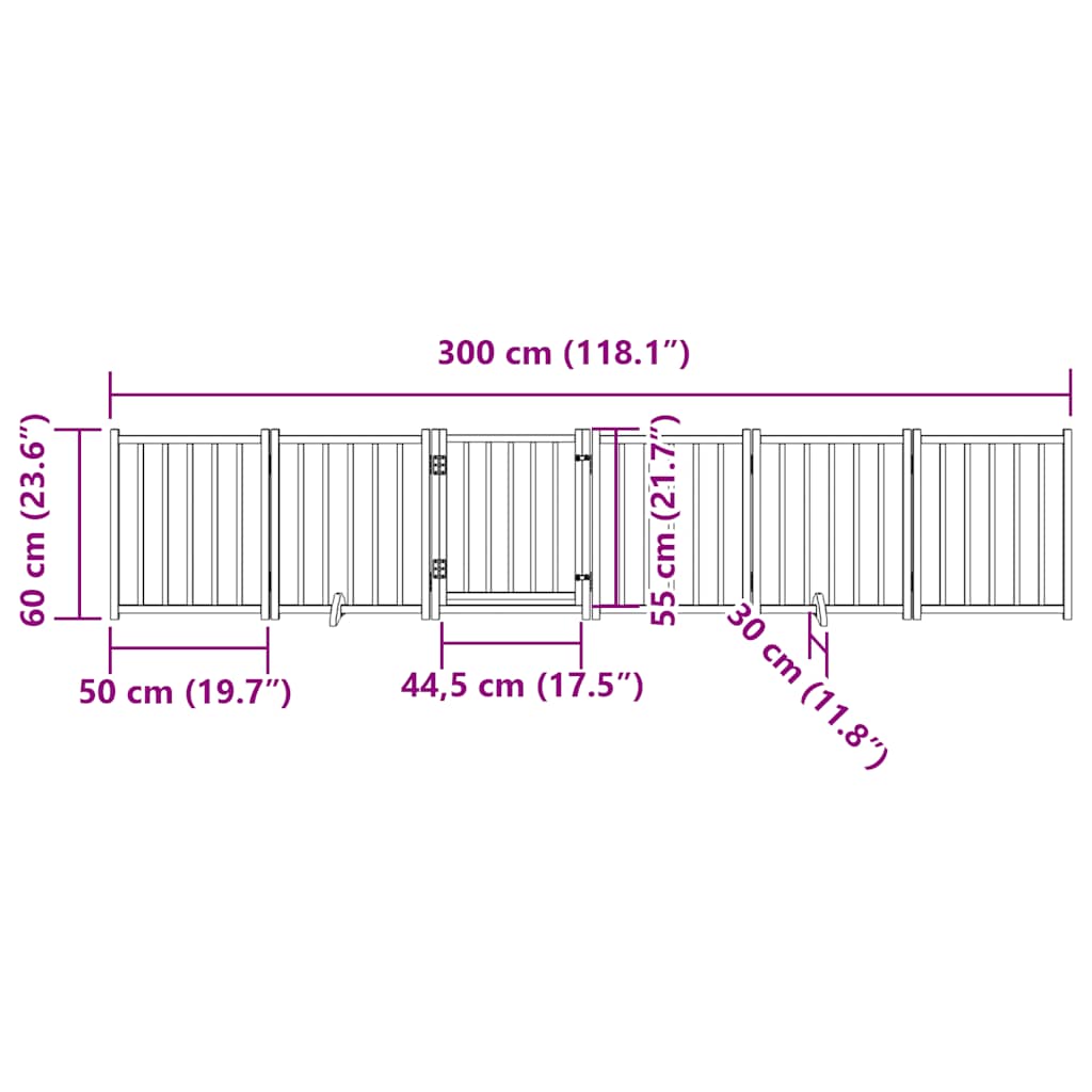 Zábrana pro psy s dvířky skládací 6 panelů bílá 300 cm jedle