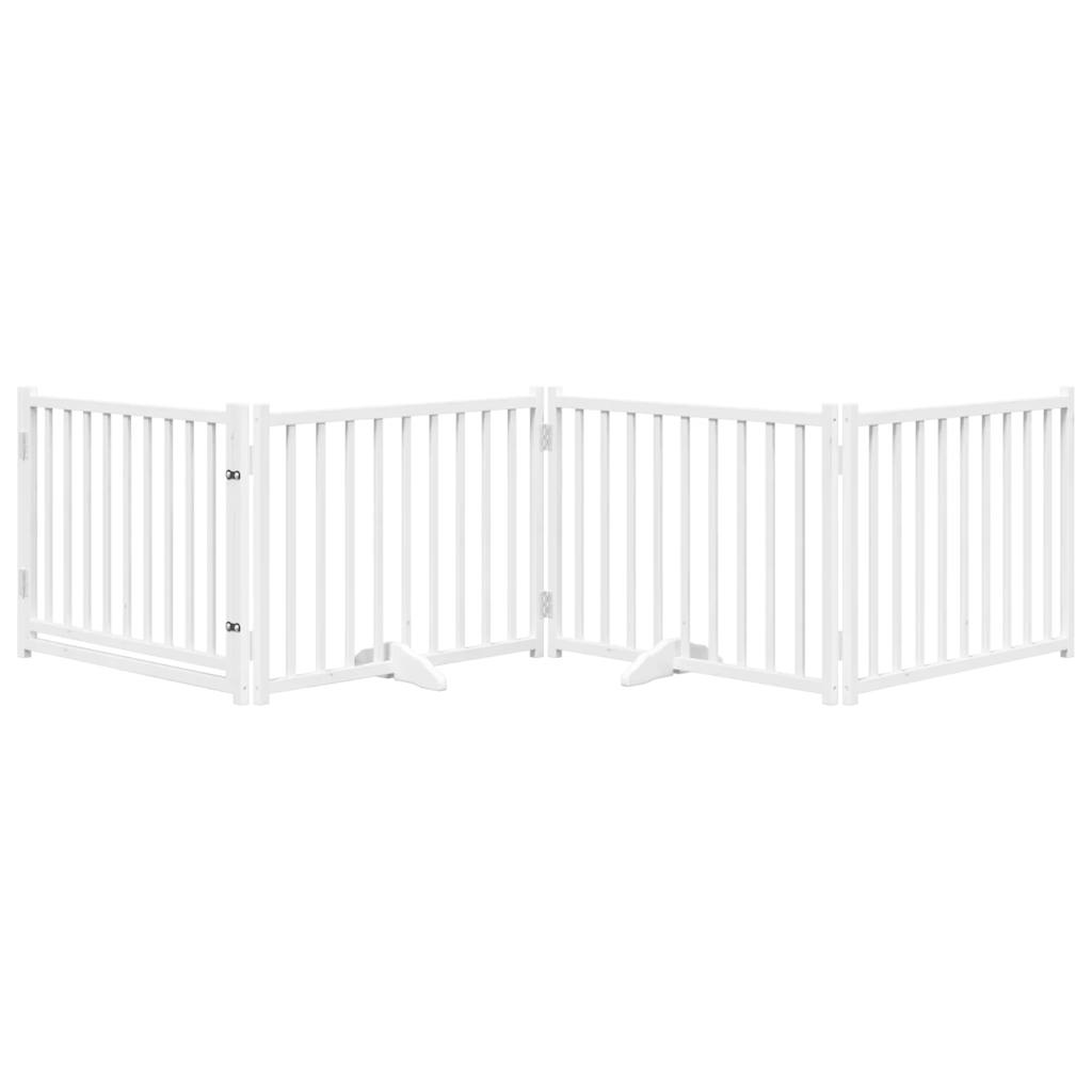 Zábrana pro psy s dvířky skládací 4 panely bílá 320 cm jedle