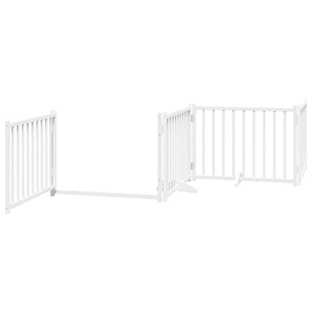 Zábrana pro psy s dvířky skládací 4 panely bílá 320 cm jedle