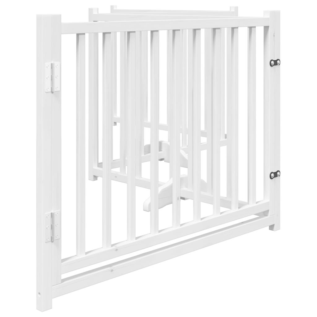 Zábrana pro psy s dvířky skládací 4 panely bílá 320 cm jedle