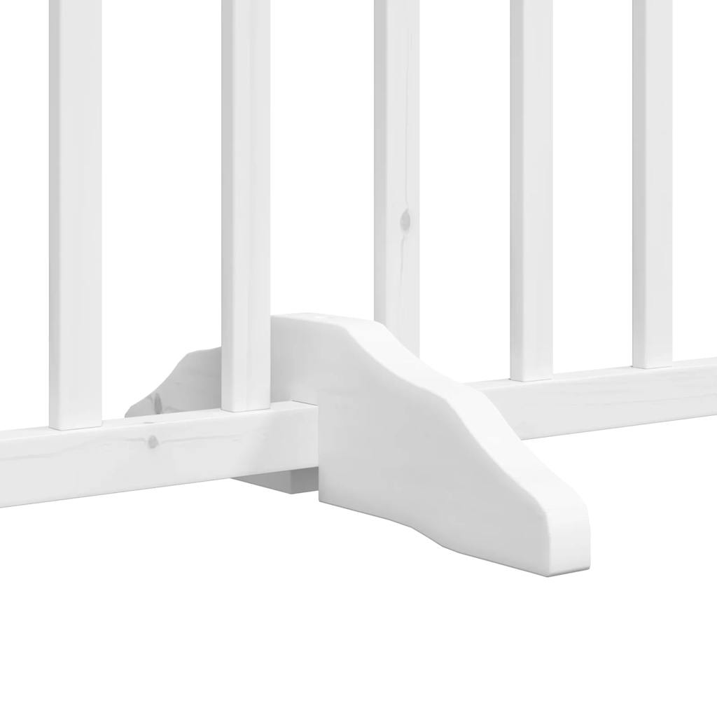 Zábrana pro psy s dvířky skládací 4 panely bílá 320 cm jedle