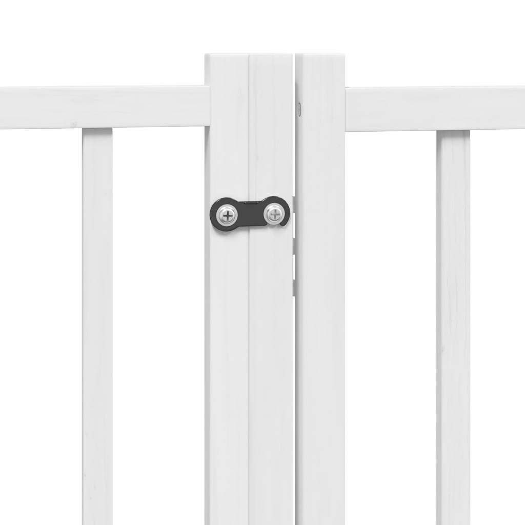 Zábrana pro psy s dvířky skládací 4 panely bílá 320 cm jedle