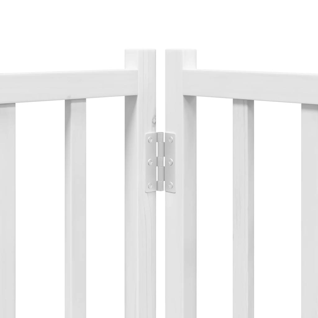 Zábrana pro psy s dvířky skládací 4 panely bílá 320 cm jedle