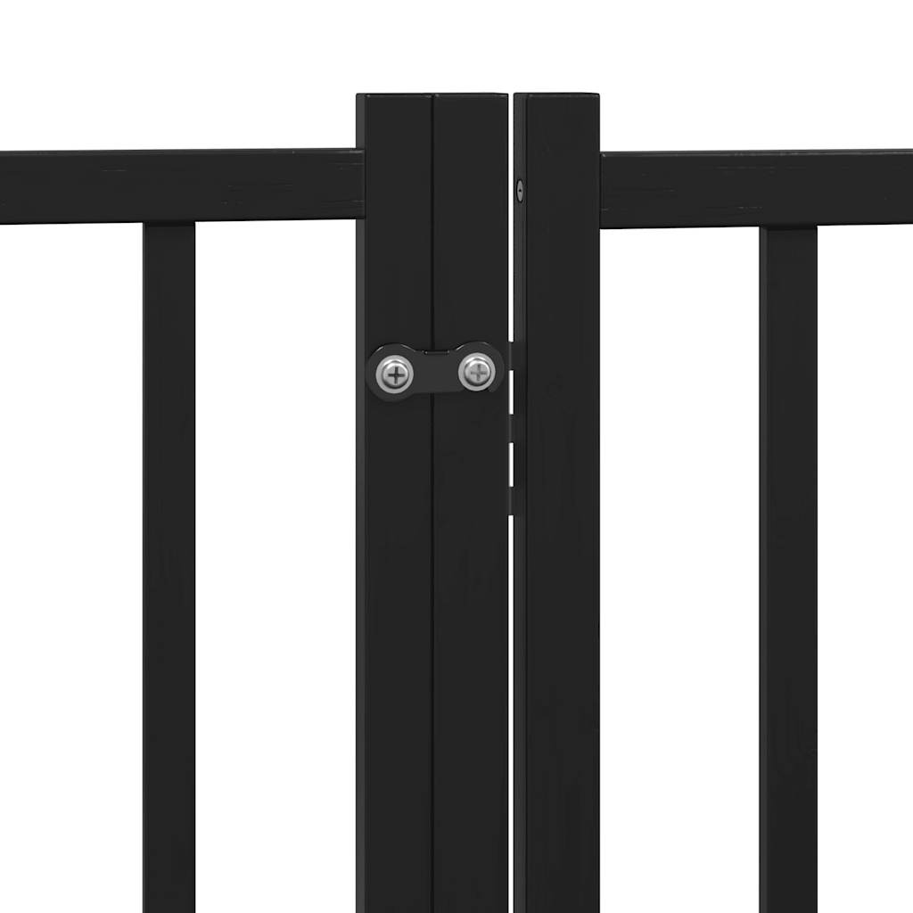Zábrana pro psy s dvířky skládací 4 panely černá 320 cm jedle