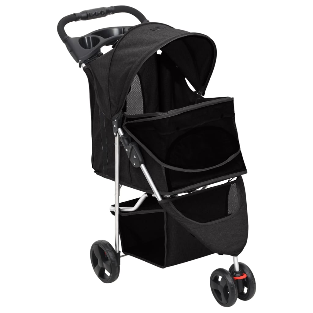 Skládací kočárek pro psa černý 80x46x98 cm oxfordská tkanina