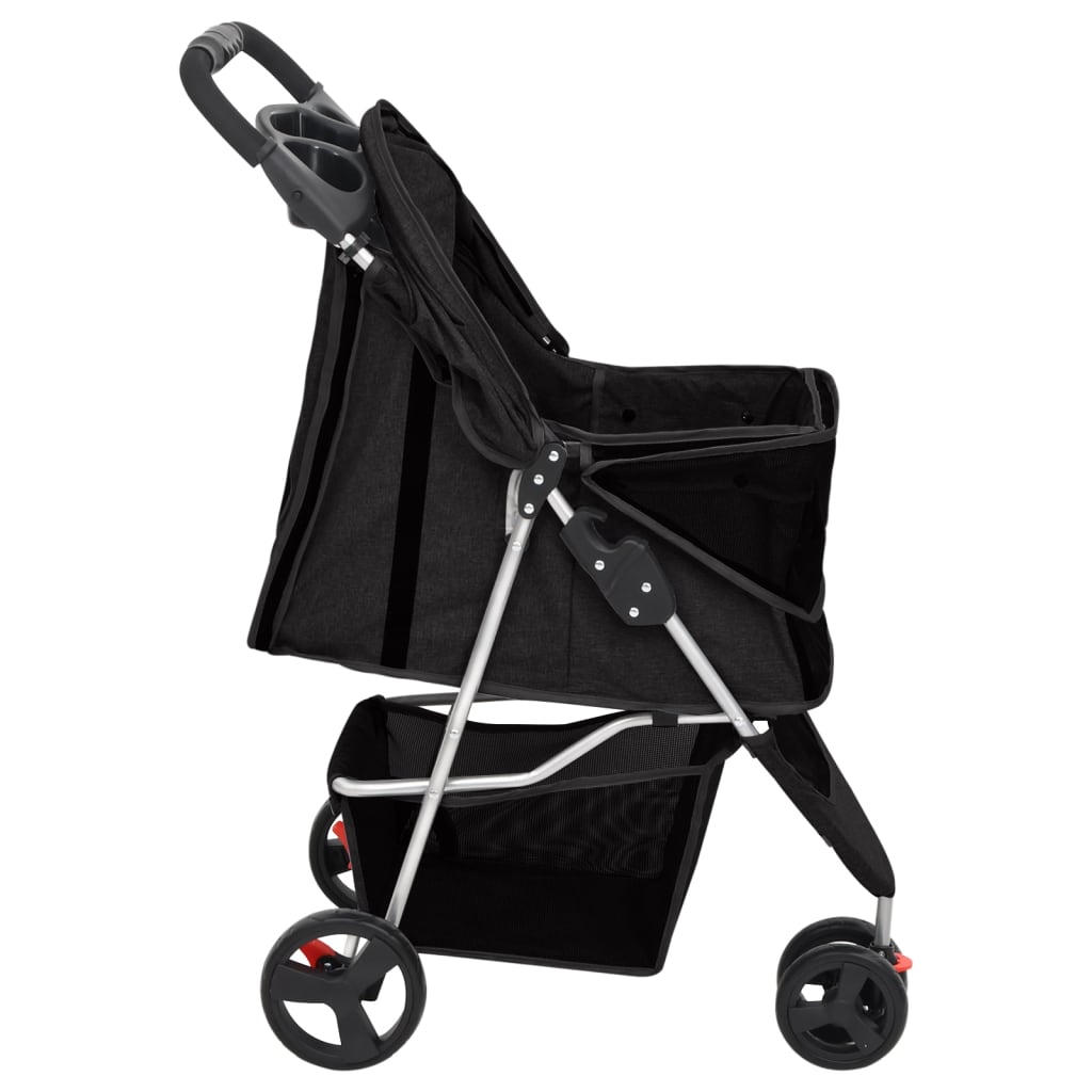 Skládací kočárek pro psa černý 80x46x98 cm oxfordská tkanina