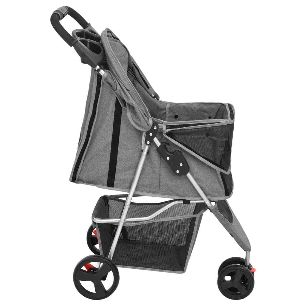 Skládací kočárek pro psa šedý 80 x 46 x 98 cm oxfordská tkanina