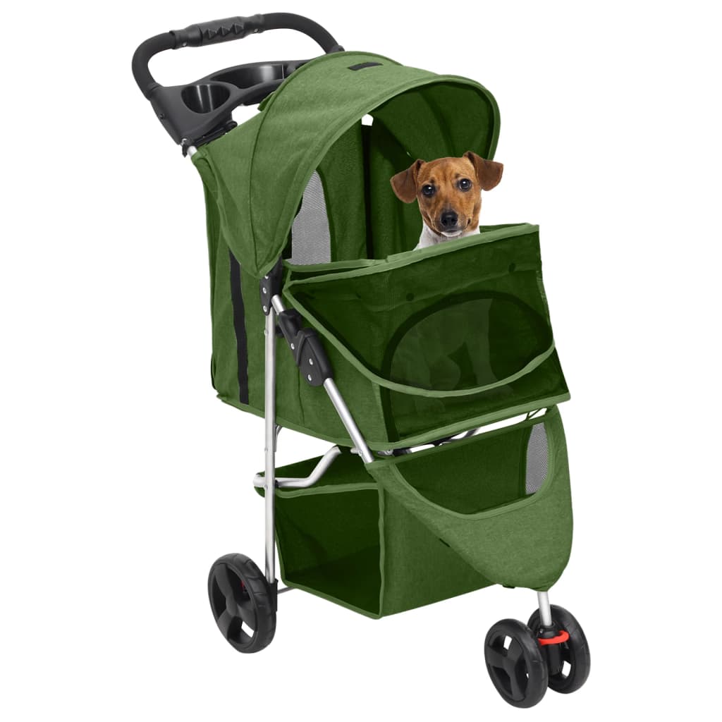 Skládací kočárek pro psa zelený 80x46x98 cm oxfordská tkanina
