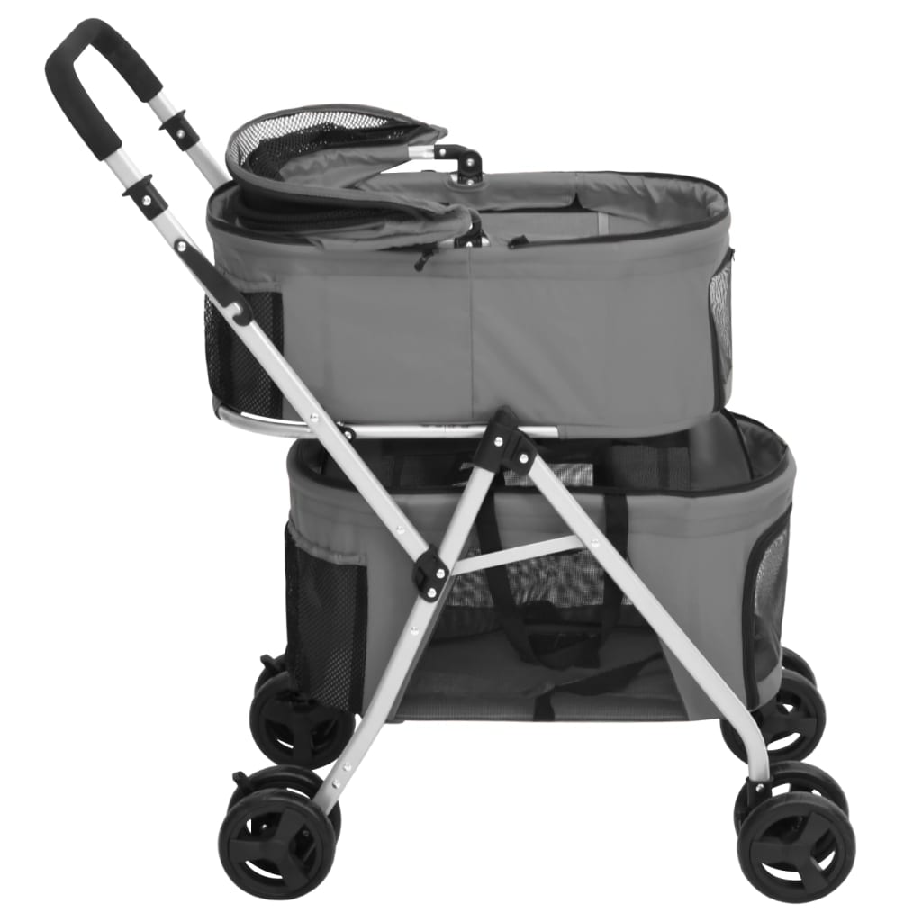 2patrový skládací kočárek pro psa šedý 83 x 48 x 97 cm oxford