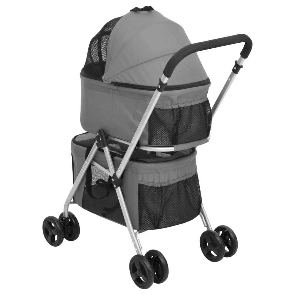 2patrový skládací kočárek pro psa šedý 83 x 48 x 97 cm oxford