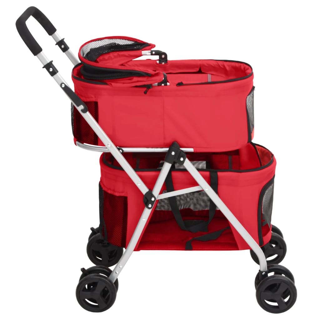 2patrový skládací kočárek pro psa červený 83x48x97 cm oxford