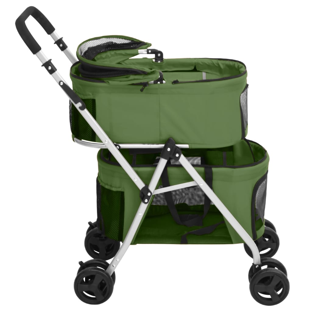 2patrový skládací kočárek pro psa zelený 83 x 48 x 97 cm oxford