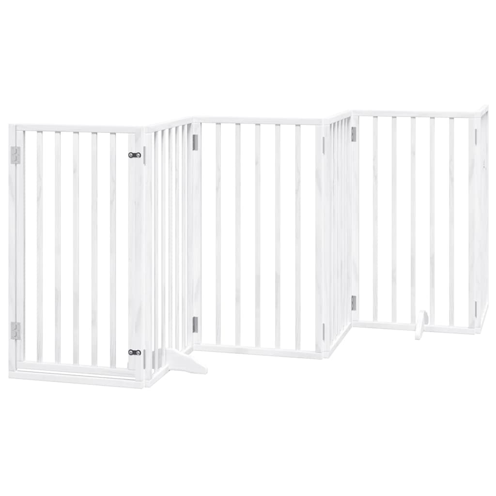 Zábrana pro psy s dvířky skládací 9 panelů bílá 450 cm topol