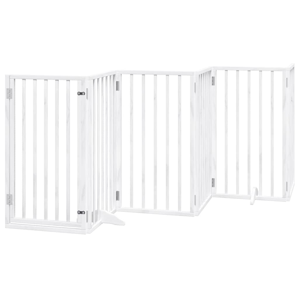 Zábrana pro psy s dvířky skládací 15 panelů bílá 750 cm topol