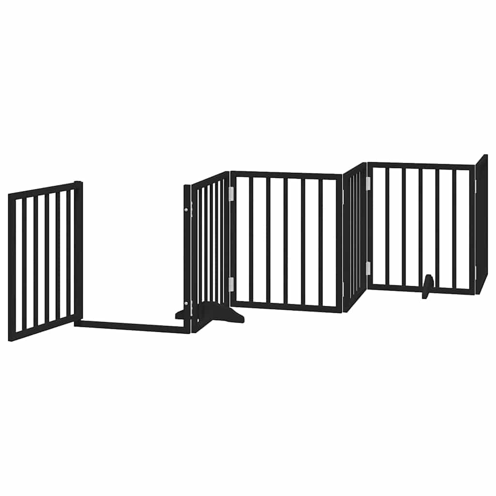Zábrana pro psy s dvířky skládací 15 panelů černá 750 cm topol