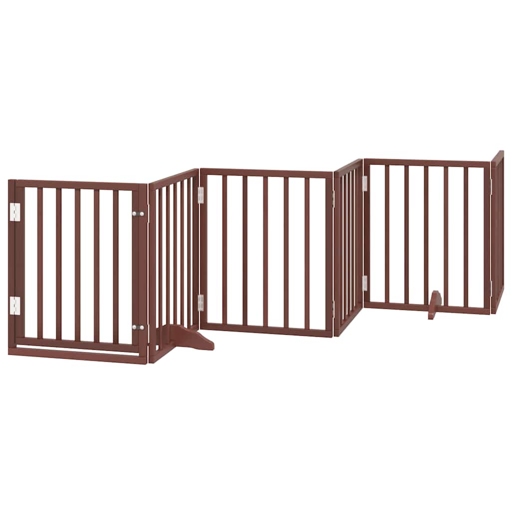 Zábrana pro psy s dvířky skládací 9 panelů hnědá 450 cm topol