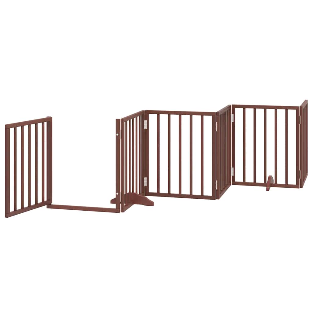 Zábrana pro psy s dvířky skládací 9 panelů hnědá 450 cm topol