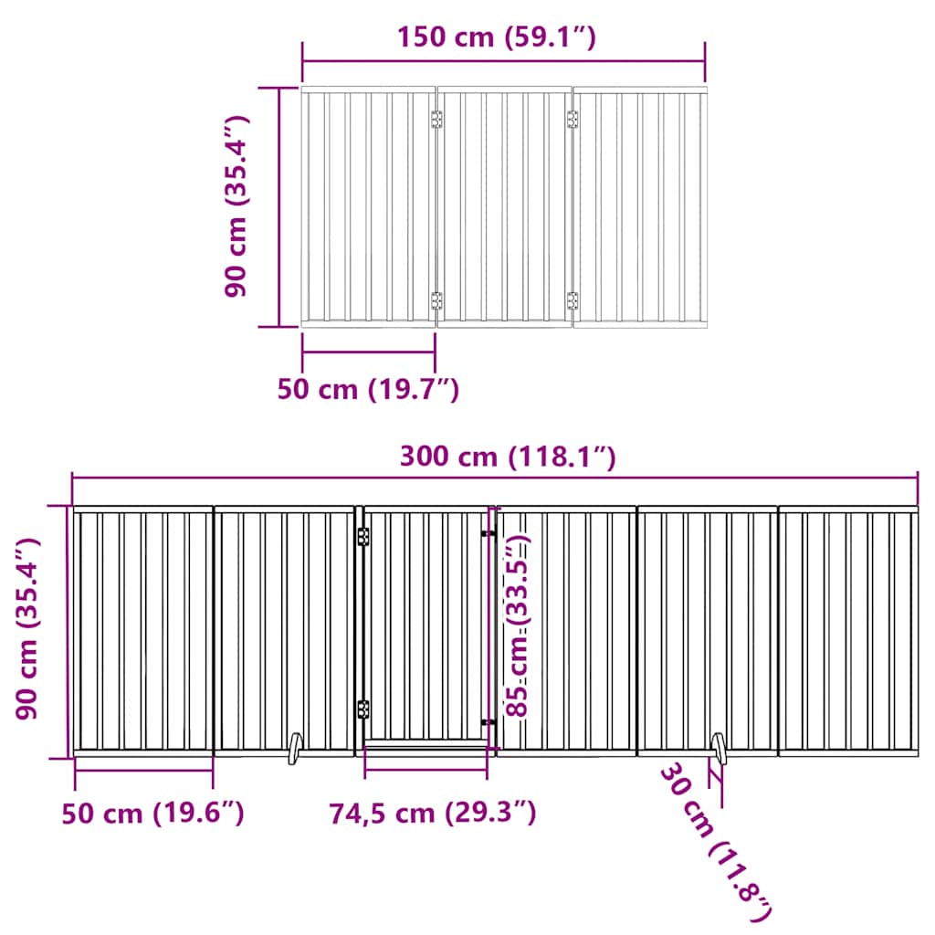 Zábrana pro psy s dvířky skládací 12 panelů hnědá 600 cm topol