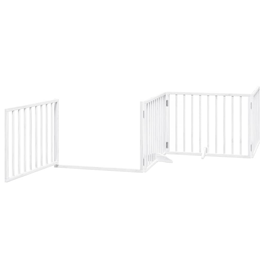 Zábrana pro psy s dvířky skládací 6 panelů bílá 480 cm topol
