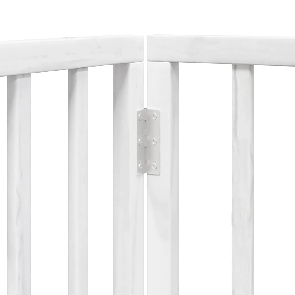 Zábrana pro psy s dvířky skládací 6 panelů bílá 480 cm topol