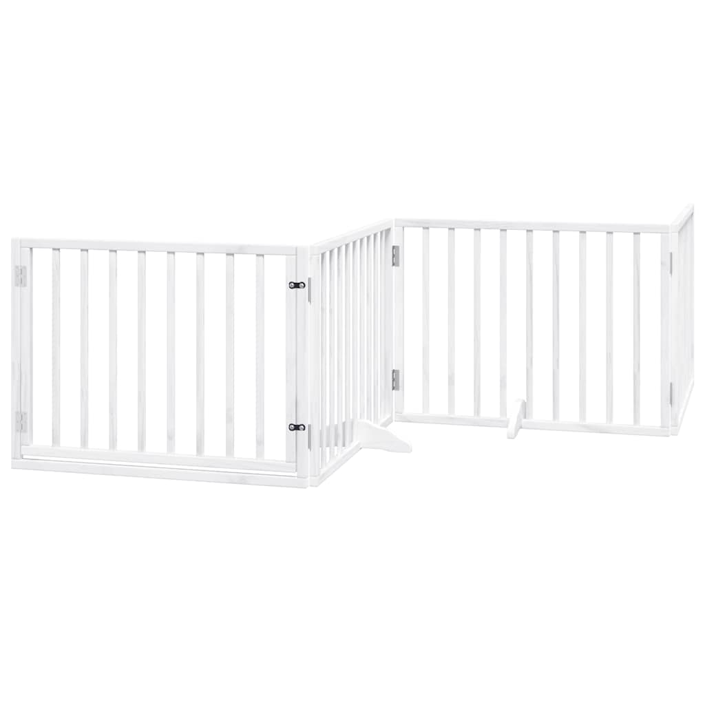 Zábrana pro psy s dvířky skládací 8 panelů bílá 640 cm topol