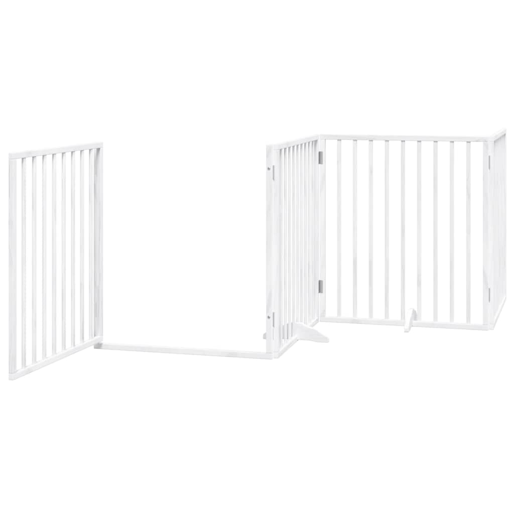 Zábrana pro psy s dvířky skládací 8 panelů bílá 640 cm topol