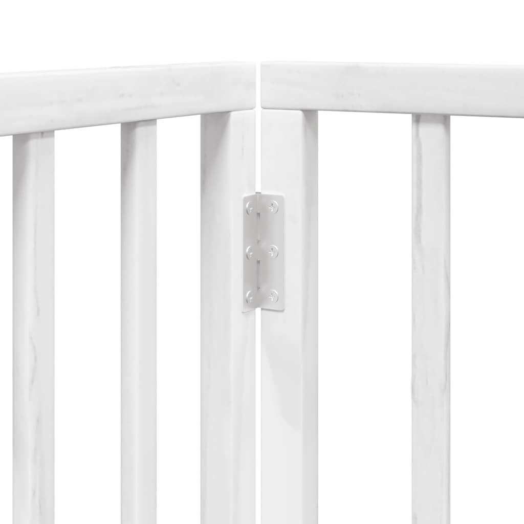 Zábrana pro psy s dvířky skládací 8 panelů bílá 640 cm topol