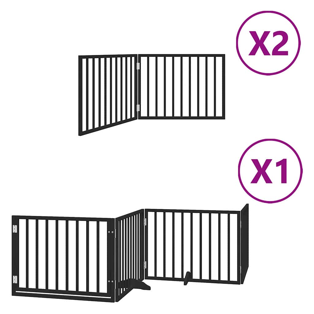 Zábrana pro psy s dvířky skládací 8 panelů černá 640 cm topol