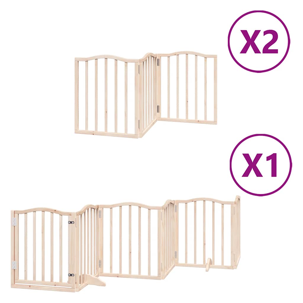 Zábrana pro psy s dvířky skládací 12 panelů 600 cm topol
