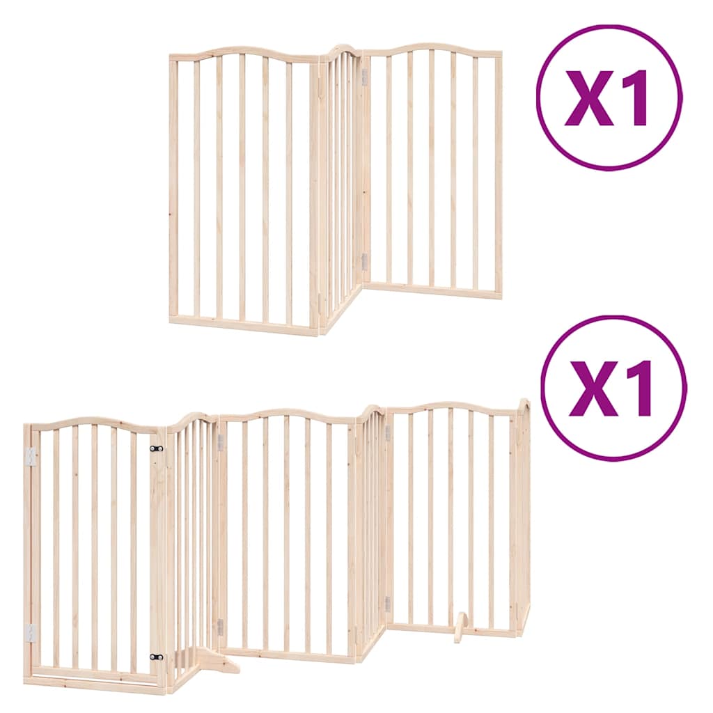 Zábrana pro psy s dvířky skládací 9 panelů 450 cm topol