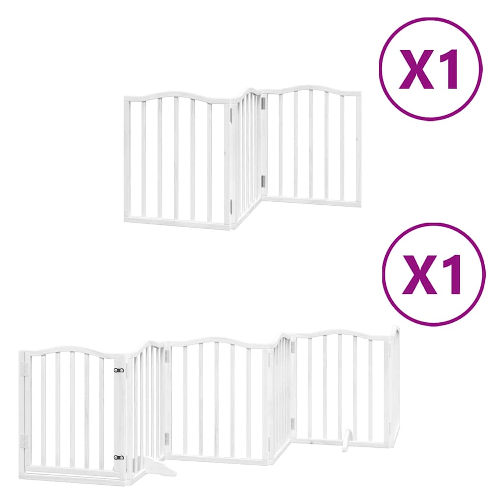 Zábrana pro psy s dvířky skládací 9 panelů bílá 450 cm topol
