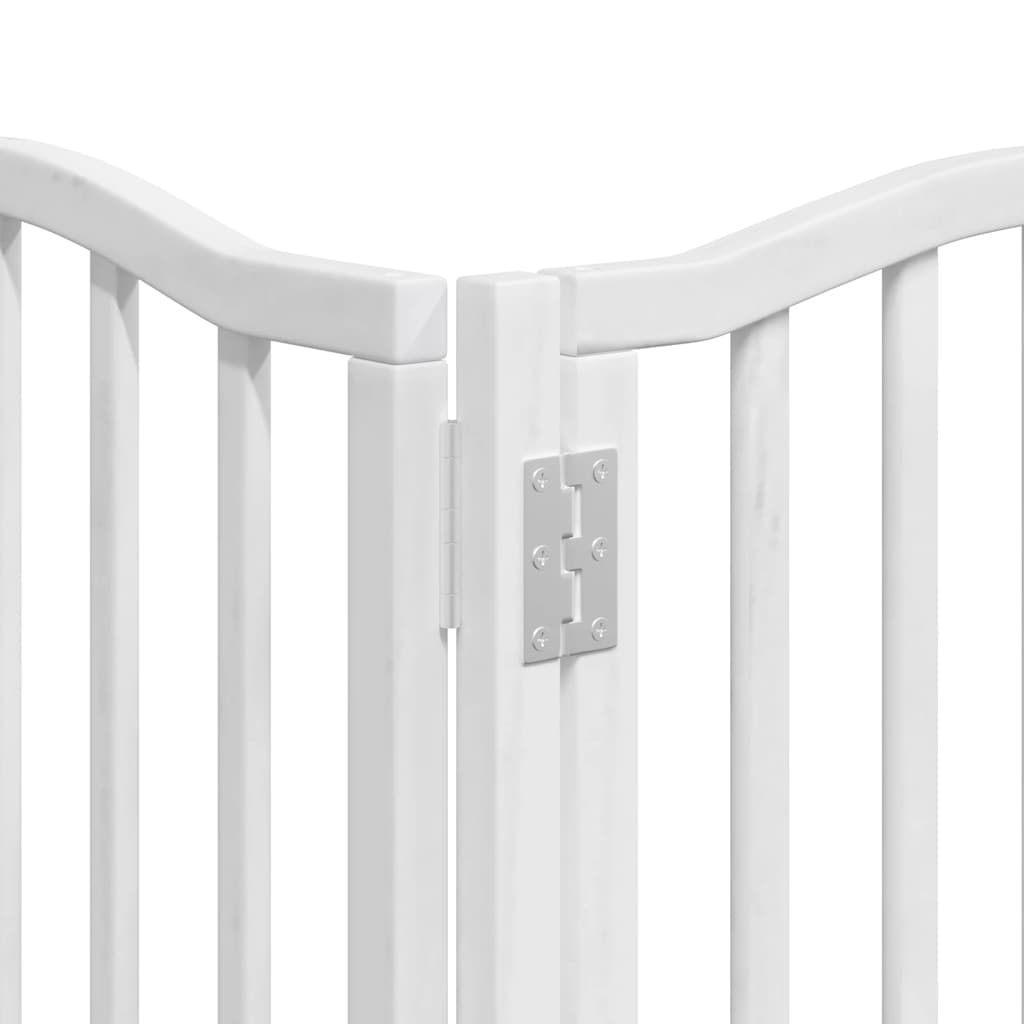 Zábrana pro psy s dvířky skládací 9 panelů bílá 450 cm topol