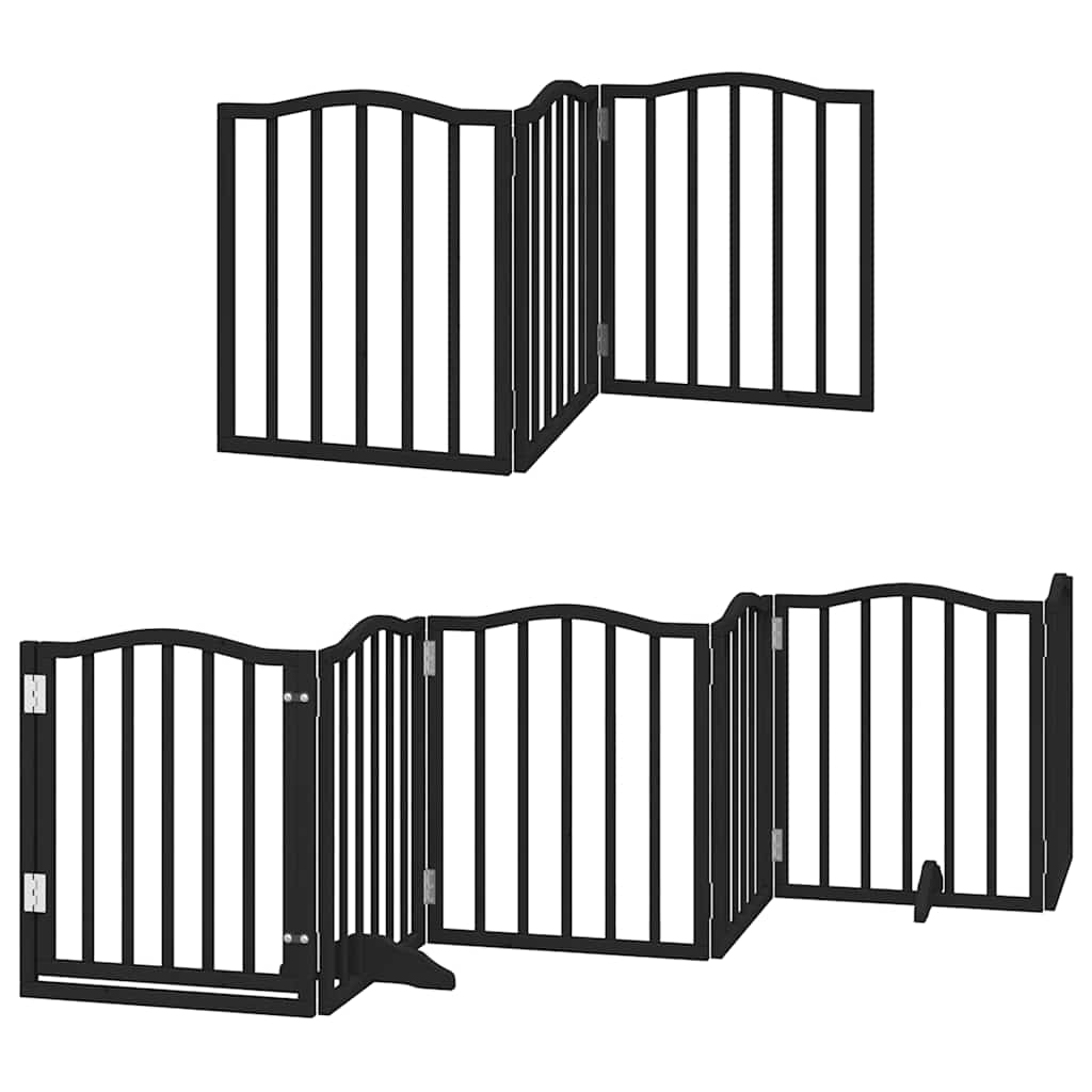 Zábrana pro psy s dvířky skládací 15 panelů černá 750 cm topol