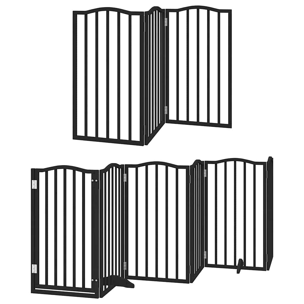Zábrana pro psy s dvířky skládací 15 panelů černá 750 cm topol
