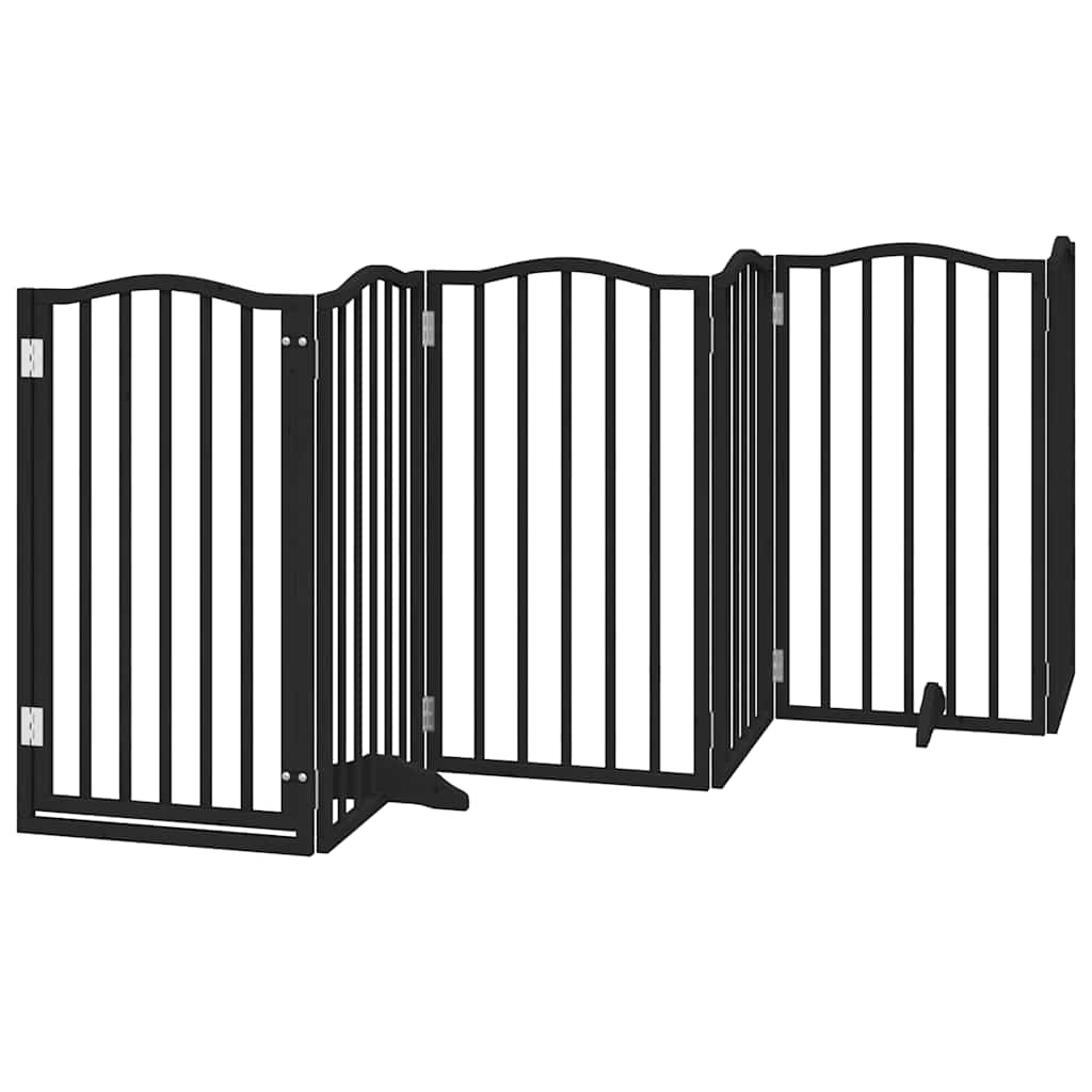 Zábrana pro psy s dvířky skládací 15 panelů černá 750 cm topol