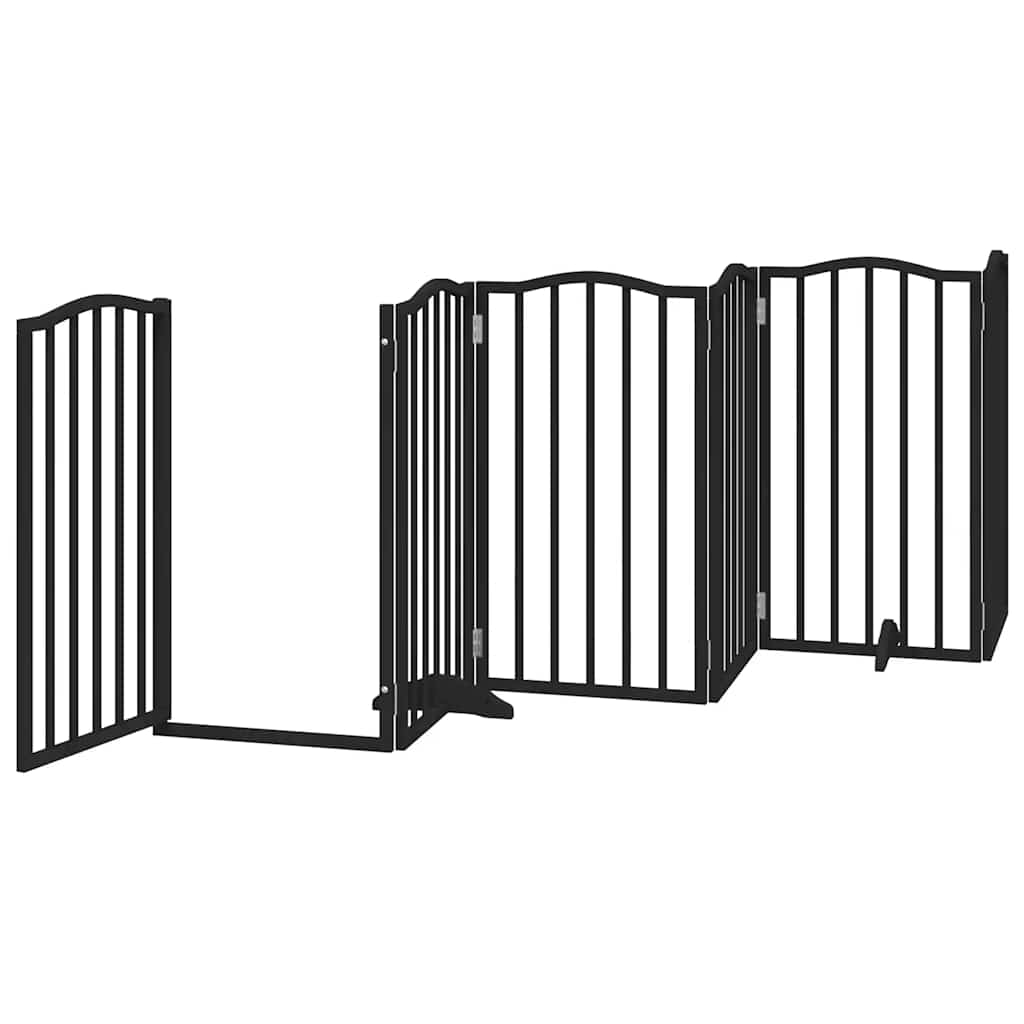 Zábrana pro psy s dvířky skládací 15 panelů černá 750 cm topol