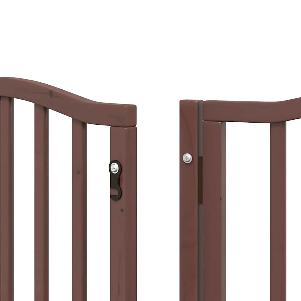 Zábrana pro psy s dvířky skládací 9 panelů hnědá 450 cm topol