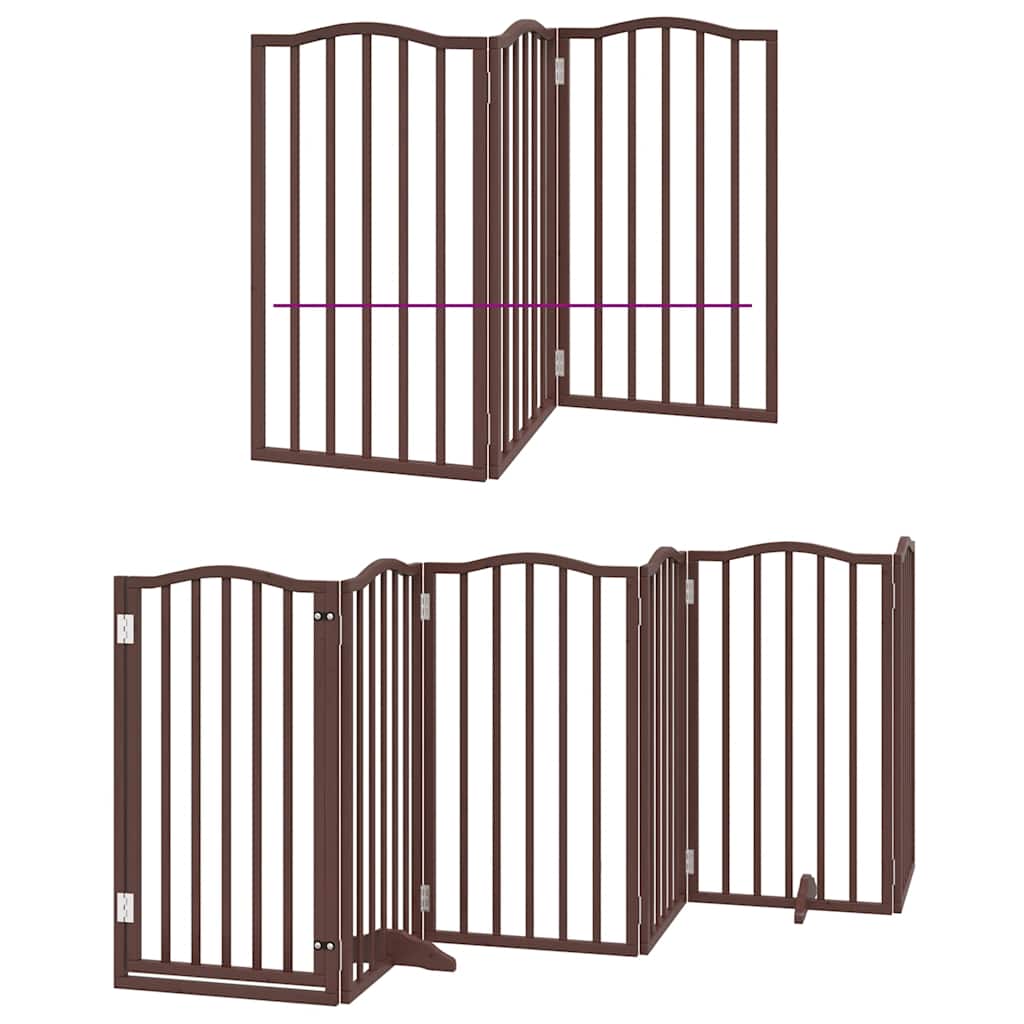 Zábrana pro psy s dvířky skládací 15 panelů hnědá 750 cm topol