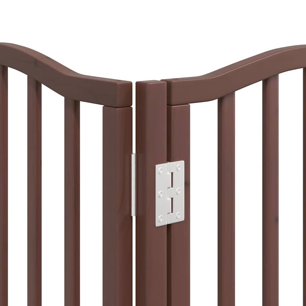 Zábrana pro psy s dvířky skládací 15 panelů hnědá 750 cm topol
