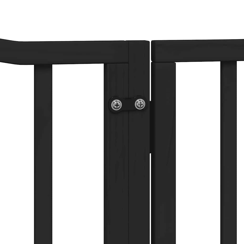 Zábrana pro psy s dvířky skládací 8 panelů černá 640 cm topol