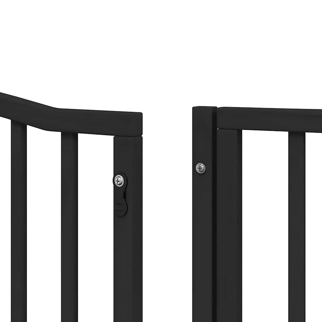 Zábrana pro psy s dvířky skládací 8 panelů černá 640 cm topol