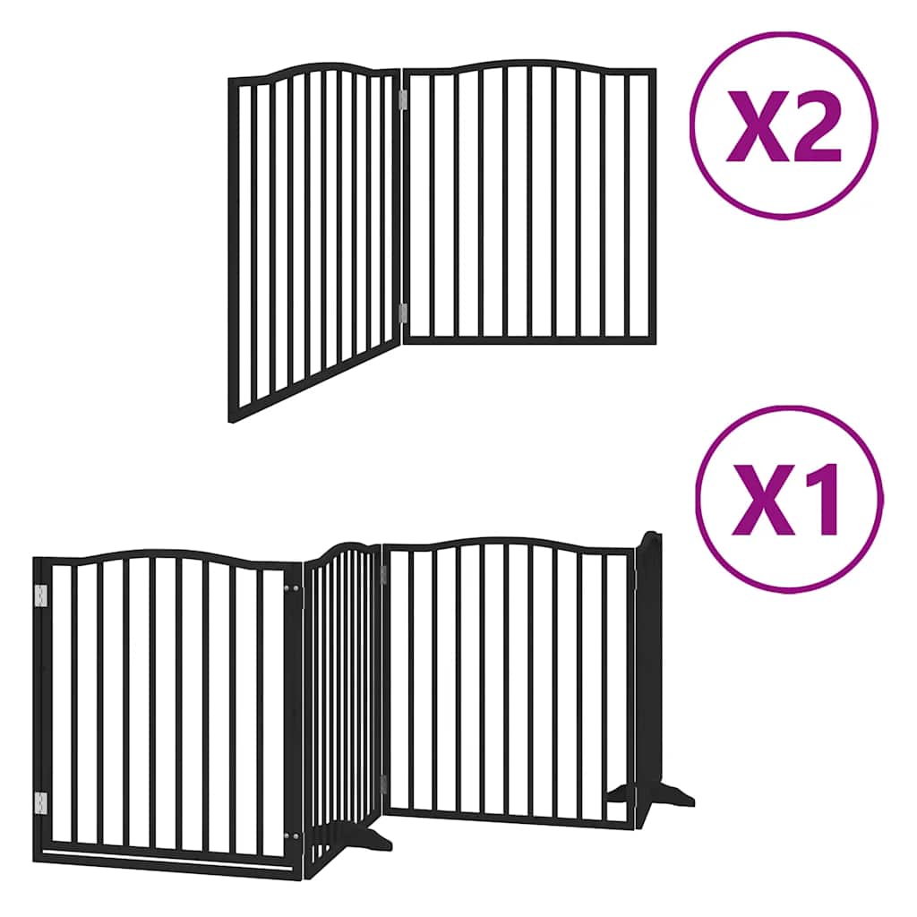 Zábrana pro psy s dvířky skládací 8 panelů černá 640 cm topol