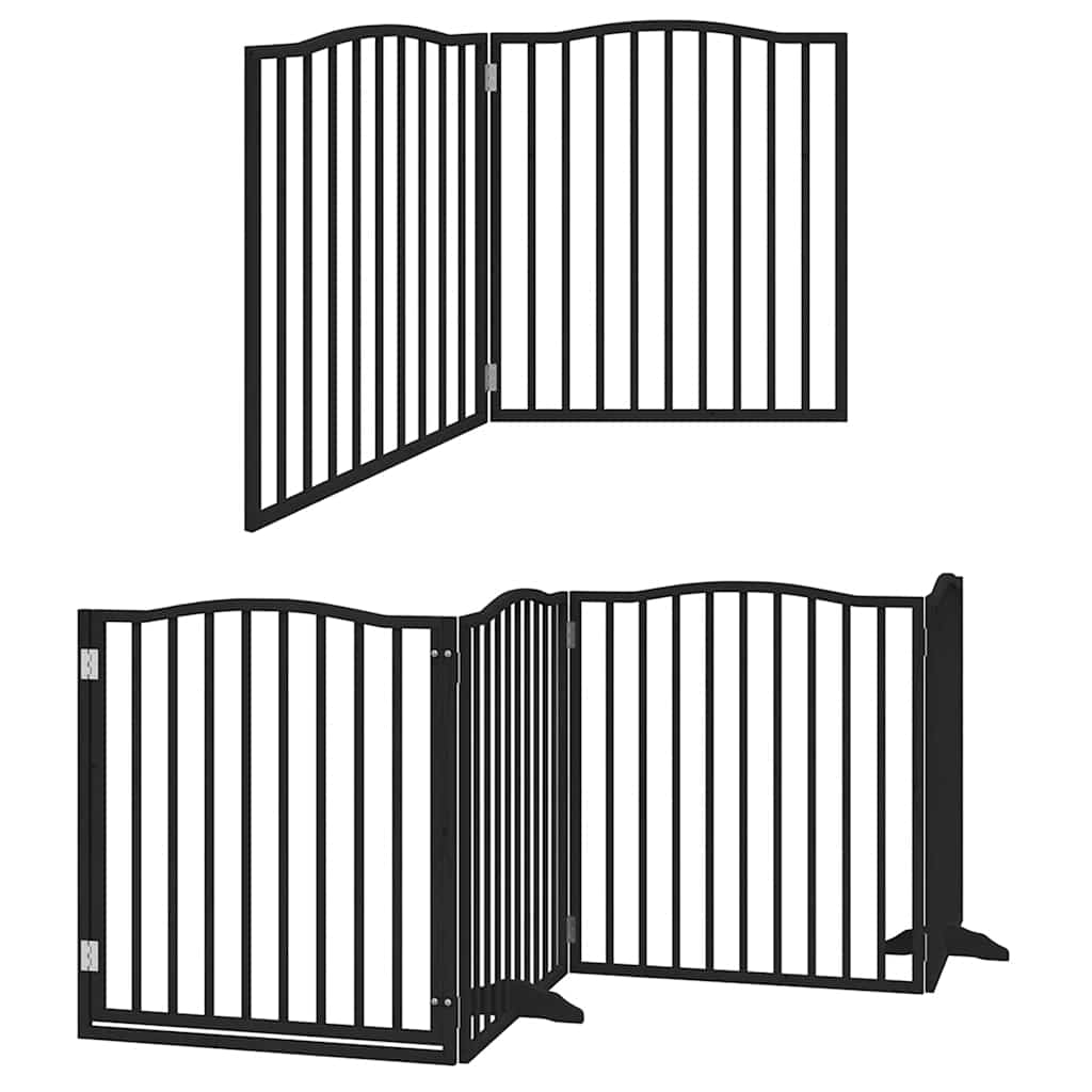 Zábrana pro psy s dvířky skládací 8 panelů černá 640 cm topol