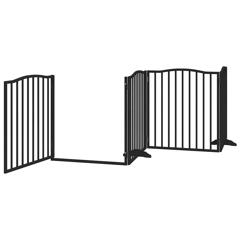 Zábrana pro psy s dvířky skládací 8 panelů černá 640 cm topol